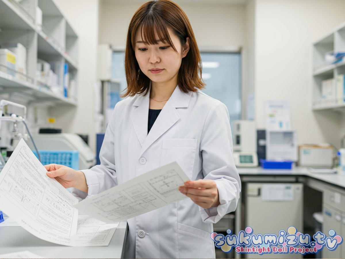 書類を比較する女性